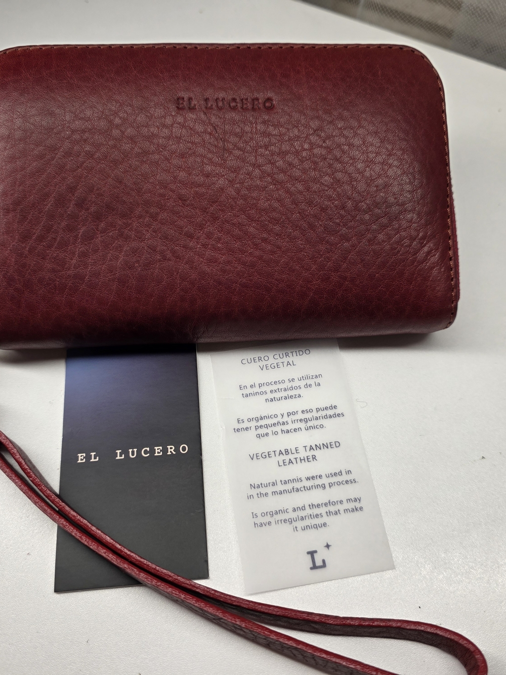 El Lucero Red Vegetable Tanned Leather Zip-Around Wristlet Wallet